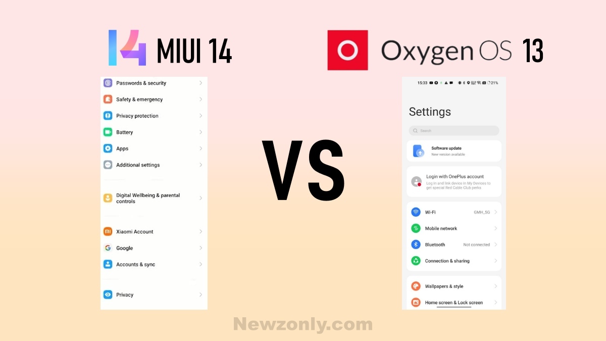 OxygenOS 13 settings menu